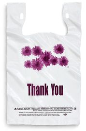 Το πορφυρό λουλούδι σας ευχαριστεί πλαστικές τσάντες αγορών - 500 PC/περίπτωση, άσπρο χρώμα, LDPE υλικό