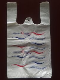 Φιλικές προς το περιβάλλον πλαστικές τσάντες αγορών μπλουζών, άσπρο χρώμα με την εκτύπωση, HDPE υλικό