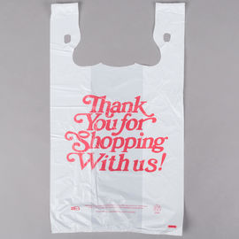 Το άσπρο χρώμα σας ευχαριστεί προσαρμοσμένη πλαστικό εκτύπωση τσαντών αγορών μπλουζών
